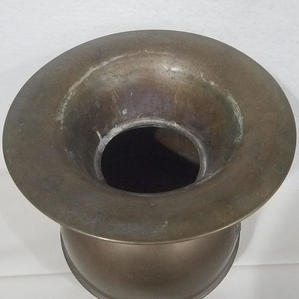 Antique Brass Bulldog Embossed Vase Spittoon‎ Urn Home Decor Ornament